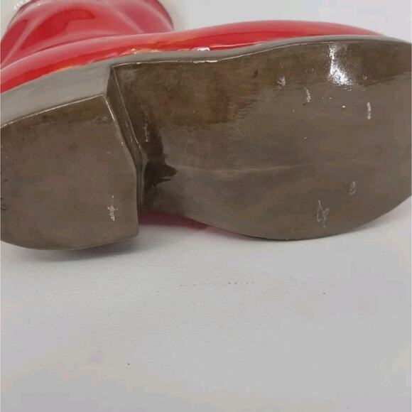 Vintage Santa's Boot Christmas Vase Planter 9" Red Hand Painted Ceramic Mold - Picture 6 of 6